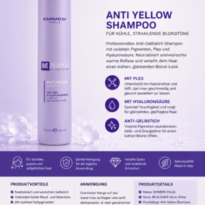 BE blonde silver shampoo ph 5,2 Anti Yellow shampoo 250 ml