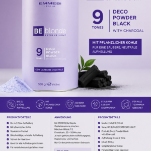 BE blonde extreme light 9 tones deco powder Black withe charcoal 500 gr