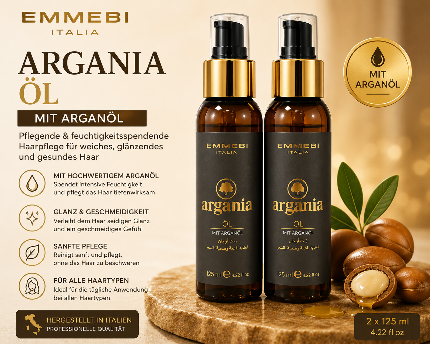 EMMEBI italia Argan OIL with argan oil 125 ml