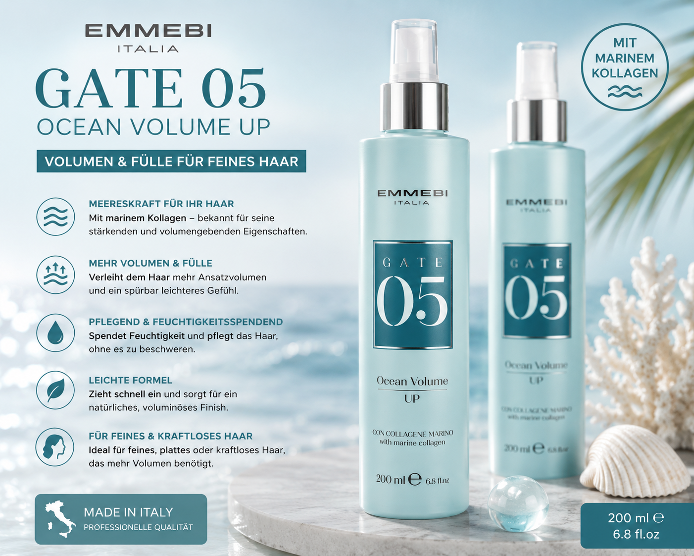 EMMEBI italia GATE 05 Ocean Volume UP with marine collagen 200 ml