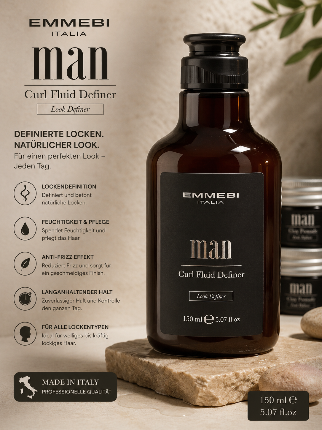 EMMEBI italia MAN Curl Fluid Definer Look Definer 150 ml